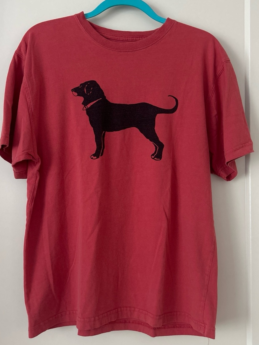 The Black Dog Red Tee with Black Dog Silhouette